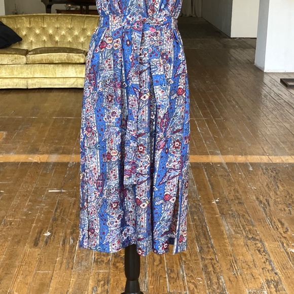 Blue, white and red vintage handmade floral, dress and jacket set - Picture 9 of 12